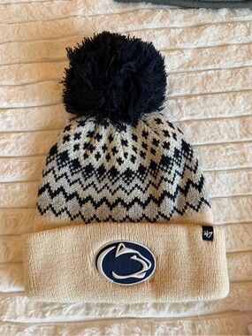 47 Penn State Knit Pom Beanie - Navy and Cream